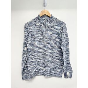 Draper & Damon’s Knit Sweater Mock Neck‎ Pullover Silver Blue Long Sleeve